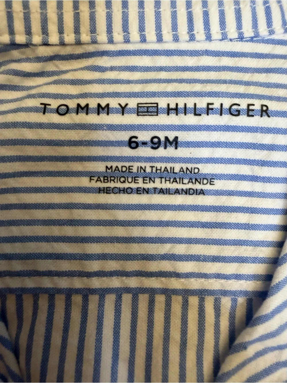 Tommy Hilfiger Striped Dress Shirt Bodysuit Romper 6-9M